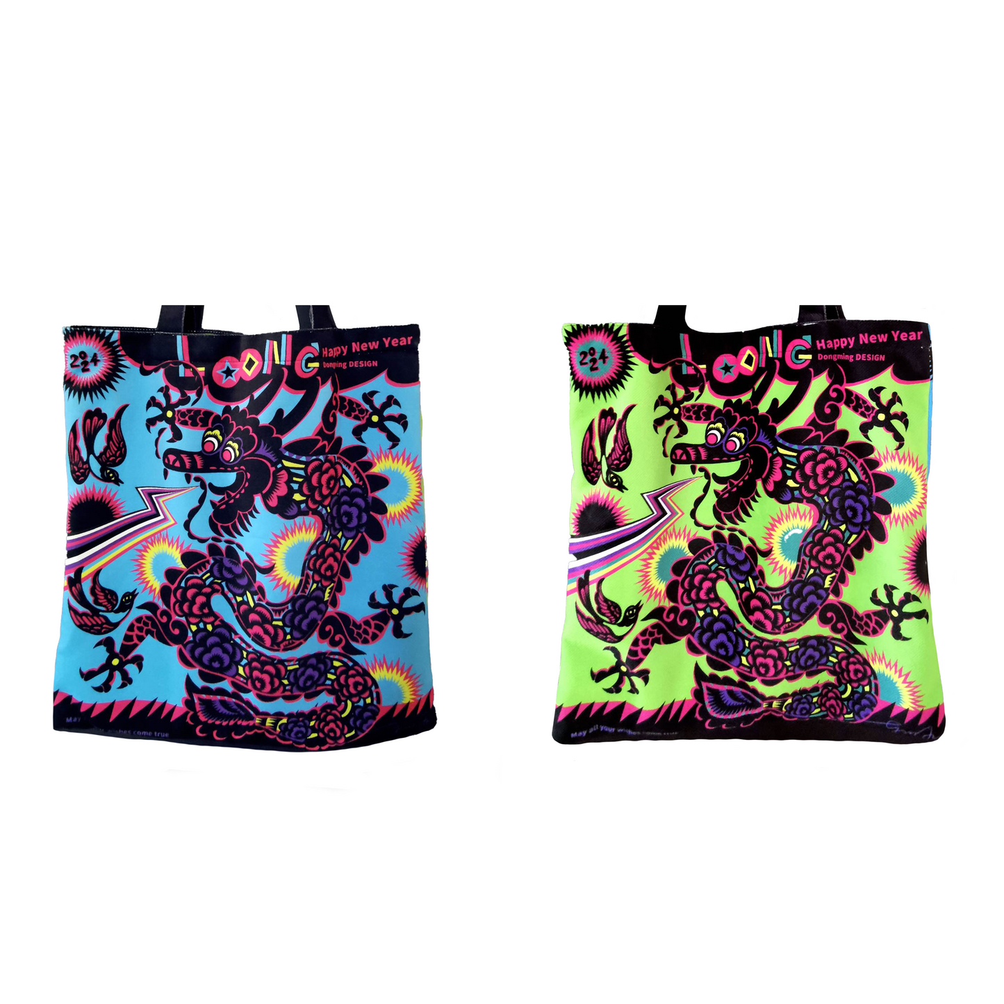 2024 Joyous Dragon Year Cotton Canvas Tote Bag