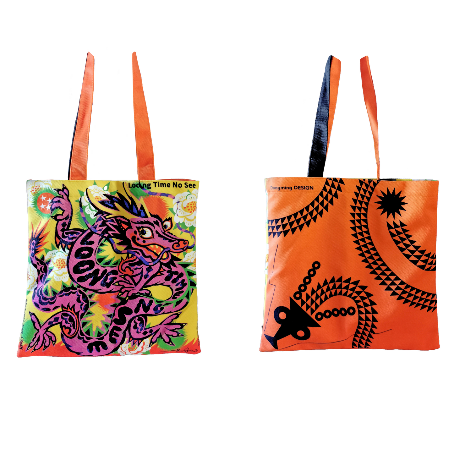 2024 Joyous Dragon Year Cotton Canvas Tote Bag